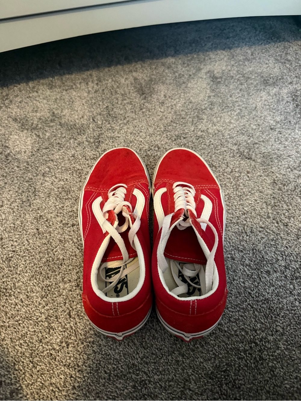 Vans Red and White Low-Top Sneakers